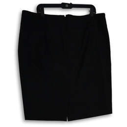 Womens Black Flat Front Back Zip Knee Length Straight & Pencil Skirt Sz 20 alternative image