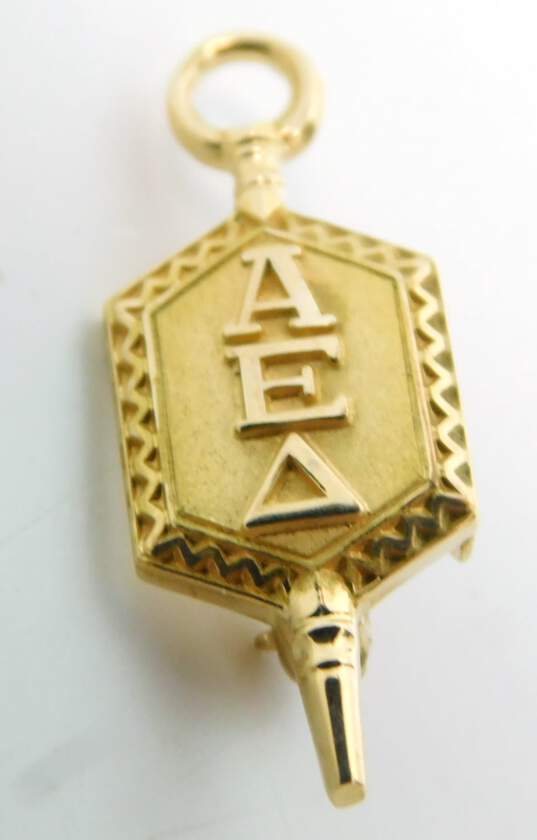 Vintage 10K Yellow Gold Alpha Epsilon Delta Greek Key Fraternity Pin 3.0g image number 3