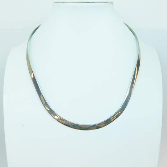 Artisan 925 Modernist Curved Flat Tension Hook Collar Necklace 30.7g image number 1