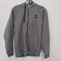 Under Armour Gray Hooded Full Zip Loose Fitting Coldgear Jacket Men's Size S