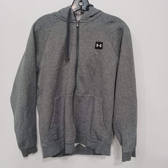 Under Armour Gray Hooded Full Zip Loose Fitting Coldgear Jacket Men's Size S image number 1