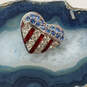 Designer Swarovski Blue Red Rhinestone Heart Shape Fashionable Brooch Pin image number 1