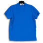 Mens Blue Short Sleeve Collared Hi Low Hem Side Slit Polo Shirt Size Large image number 2