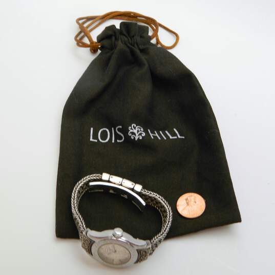 Lois Hill 0026 Watch w/ Scroll Engraved Bezel Sterling Silver Handwoven Textile Weave Band 78.9g image number 5