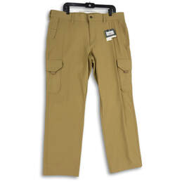 NWT Mens Tan Flat Front Slash Pocket Straight Leg Cargo Pants Size 38/32