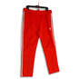 Mens Red Striped Elastic Waist Zip Pocket Pull-On Track Pants Size XL image number 1