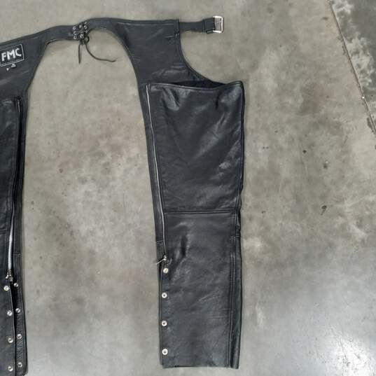 First Manufacturing Co. Men's Black Leather Chaps Size M image number 6
