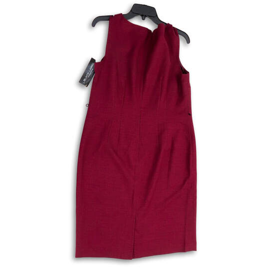 NWT Womens Red Sleeveless V-Neck Back Zip Casual Sheath Dress Size 12 image number 2