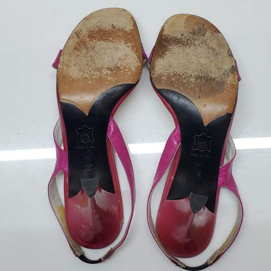 Yves Saint Laurent Pink Leather Slingback Heels Size 5 AUTHENTICATED image number 4