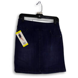 NWT Womens Blue Denim Dark Wash Stretch Pull-On Mini Skort Size Small