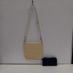 Kate Spade Cream Color Block Leather Straw Crossbody Bag & Blue Wristlet Bundle alternative image