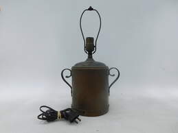 Antq Copper Kerosene Oil Can Jug Electric Lamp Conversion W/ Handles Hammered Rivets Works alternative image