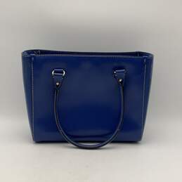 Womens Blue Leather Double Handle Inner Pockets Bottom Studs Shoulder Bag alternative image