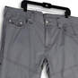 Mens Gray Denim Pockets Double Knee Slim Moto Straight Leg Jeans Size 44 image number 3