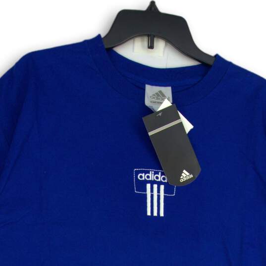 NWT Adidas Mens Blue Crew Neck Short Sleeve Pullover T-Shirt Size Large image number 3