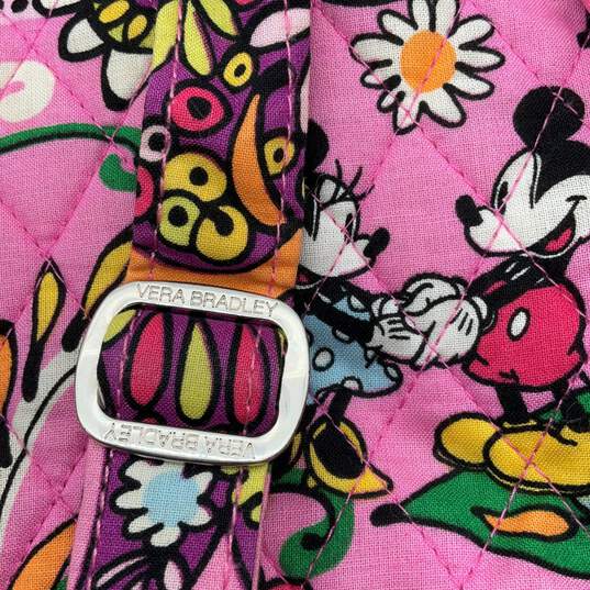 Vera Bradley Womens Pink Floral Quilted Adjustable Strap Disney Zip Backpack Bag image number 5