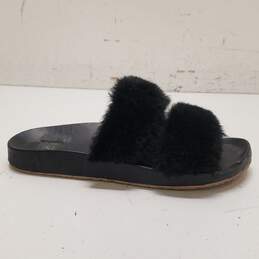 Zac Zac Posen Black Fur Slide Sandals Women's Size 6.5 M