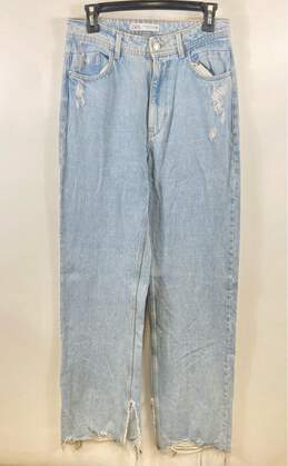 Zara Women Blue Split Side High Rise Jeans Sz 6