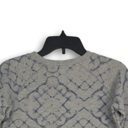 Womens Gray Blue Geometric Long Sleeve Crew Neck Pullover Sweatshirt Sz XS image number 4