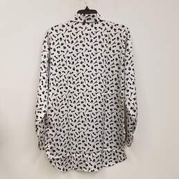 Womens White Black Long Sleeve Collared Casual Button Up Shirt Size X-Small alternative image