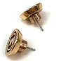 Designer Michael Kors Gold-Tone Clear Rhinestone Monogram Stud Earrings image number 3
