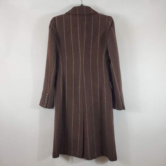 Michaa Women Brown Stripe Fur Trench Coat Sz NA image number 3