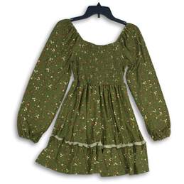 NWT Birch And Stone Womens Green Long Sleeve Smocked Ruffle Mini Dress Size S/P alternative image