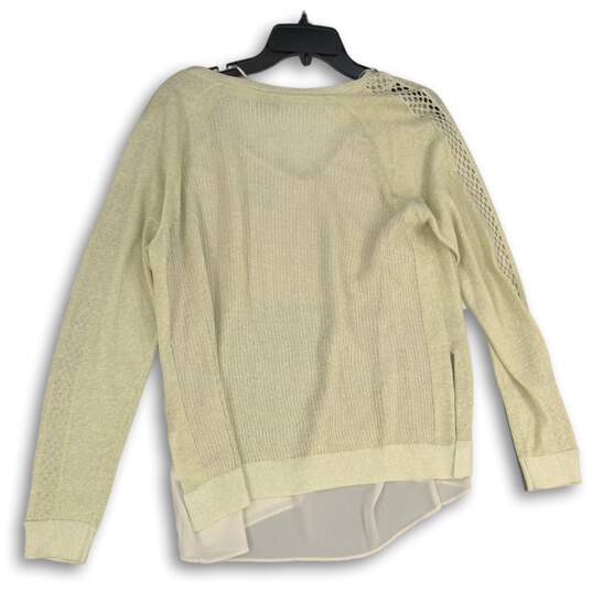 NWT Lucky Brand Womens Cream V-Neck Long Sleeve Pullover Sweater Large image number 2