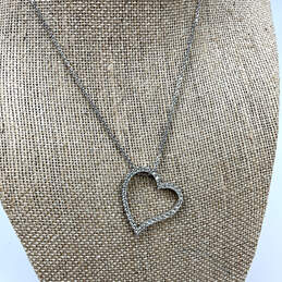 Designer Swarovski Silver-Tone Chain Rhinestone Open Heart Pendant Necklace alternative image