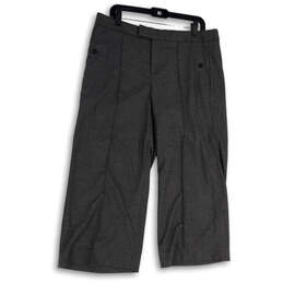 Womens Gray Pleated Slash Pocket Regular Fit Wide Leg Dress Pants Size 12