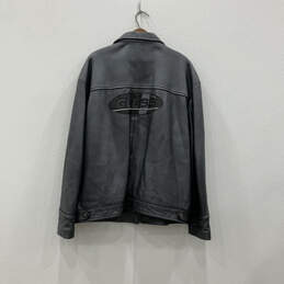 Mens Black Leather Long Sleeve Spread Collar Full-Zip Jacket Size 2X alternative image