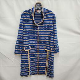 VTG Gina Teresa WM's 100% Pure Wool Cream & Blue Midi Dress Size 48