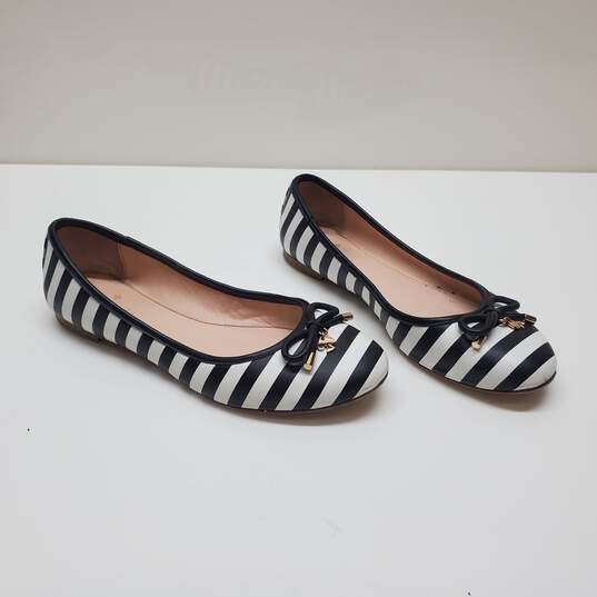 Kate Spade Willa Black & White Stripe Ballet Flats Size 7.5 image number 1
