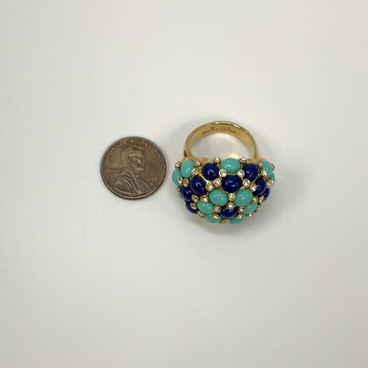 Designer Stella & Dot Gold-Tone Turquoise Multicolor Stone Band Ring image number 2