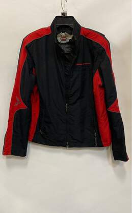 Harley-Davidson Womens Black Red Pockets Full Zip Motorcycle Jacket Size XL