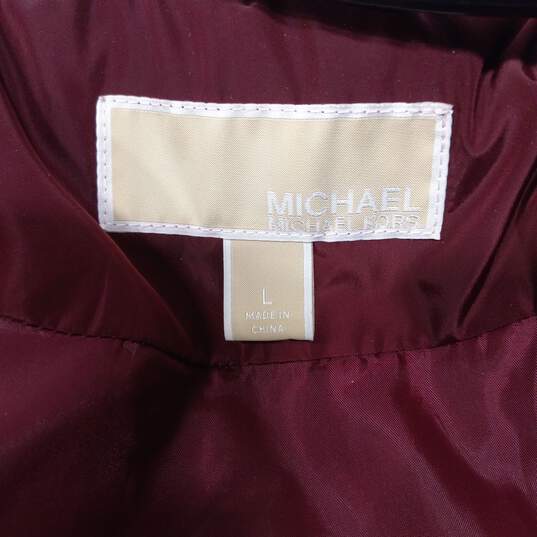 Michael Kors Women's Burgundy Insulated Quilted Vest Size L image number 4