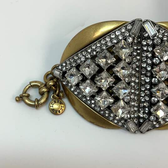 Designer J. Crew Gold-Tone Clear Rhinestone Adjustable Chain Bracelet image number 4