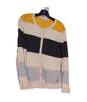 Womens Multicolor Striped Long Sleeve Casual Cardigan Sweater Size XL image number 1