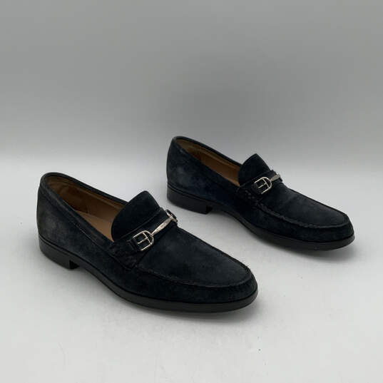 Mens Black Leather Moc Toe Fashionable Slip-On Loafer Shoes Size 8 image number 3