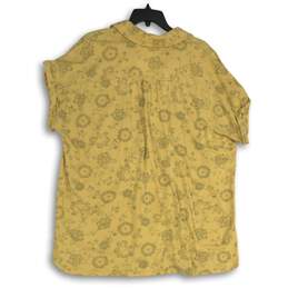 Lands' End Womens Yellow Floral Short Sleeve Spread Collar Blouse Top Size 1X alternative image