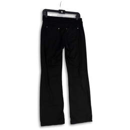 Womens Black Flat Front Pockets Activewear Flared Ankle Pants Size Small alternative image