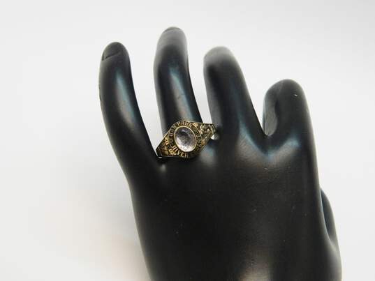 Vintage 10K Yellow Gold Synthetic Aquamarine Class Ring 6.3g image number 3