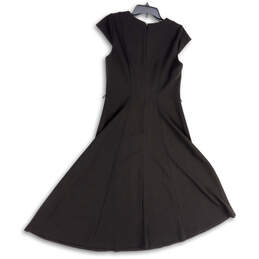 NWT Womens Black Short Cap Sleeve Back Zip Round Neck A-Line Dress Size 8 alternative image