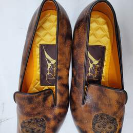 Preppies On Acid Brown Leather Size 11 Slip-on Shoes alternative image