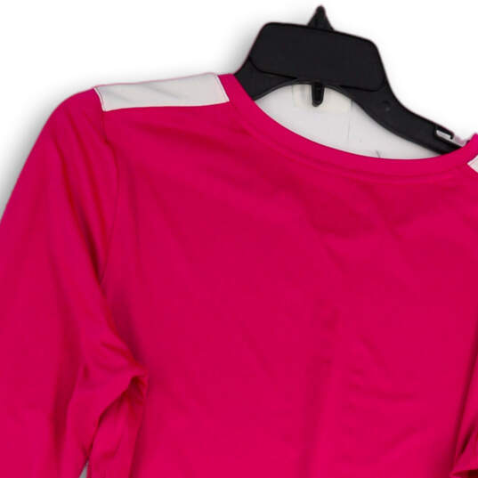 Womens Pink V-Neck Long Sleeve Heatgear Logo Pullover T-Shirt Size Large image number 4