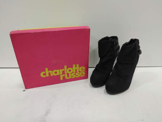 Charlotte Russe Women's Navy Blue Suede PU Stiletto Heel Ankle Boots Size 8 image number 1