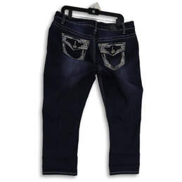 Womens Blue Denim Medium Wash Embroidered Straight Leg Jeans Size 16W alternative image