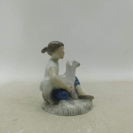 BG Bing Grøndahl Porcelain Figurine Girl w/ Lamb #2336 image number 3