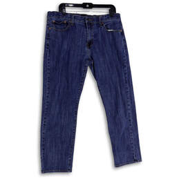 Mens Blue Denim Medium Wash 5 Pocket Design Straight Leg Jeans Size 36X30