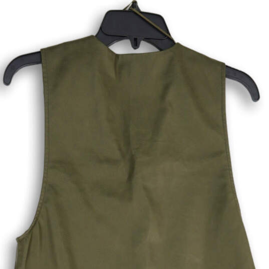 NWT Womens Green Sleeveless V-Neck Ruffle Hem Short A-Line Dress Size Medium image number 4